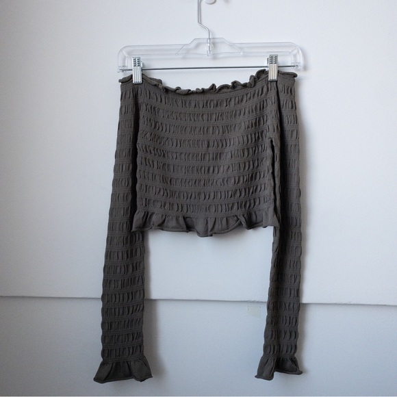 ZARA Off The Shoulder Smock Ruffled Top - Picture 7 of 8